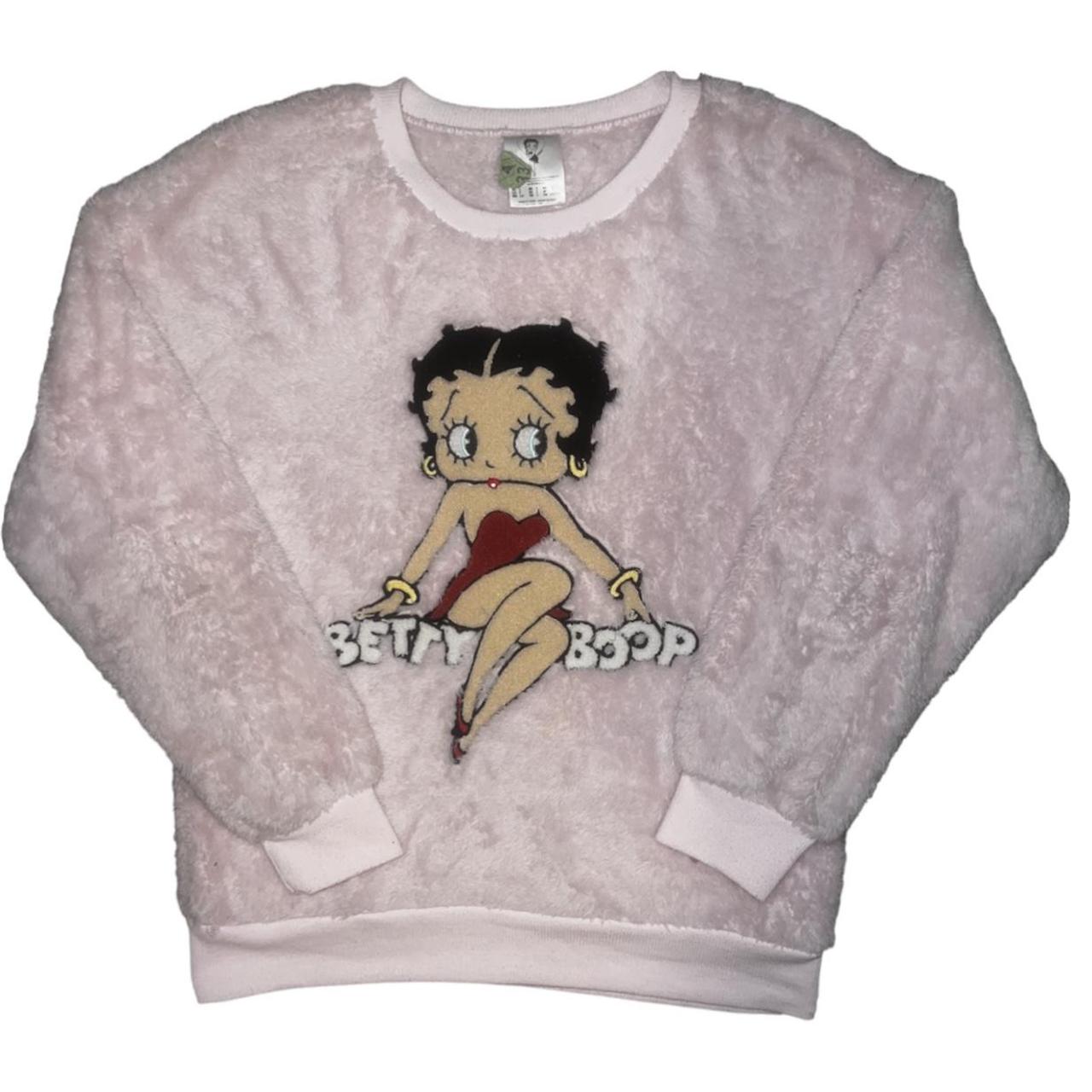 Betty Boop Pink Furry Fuzzy Oversized Sweater Depop