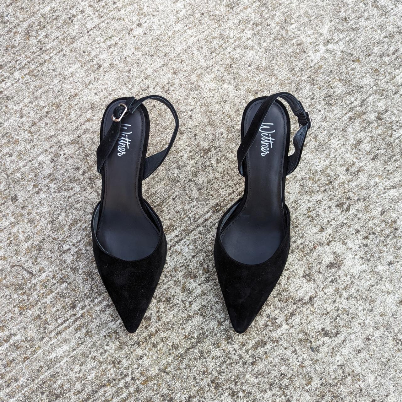 wittner black suede material pointed toe... - Depop