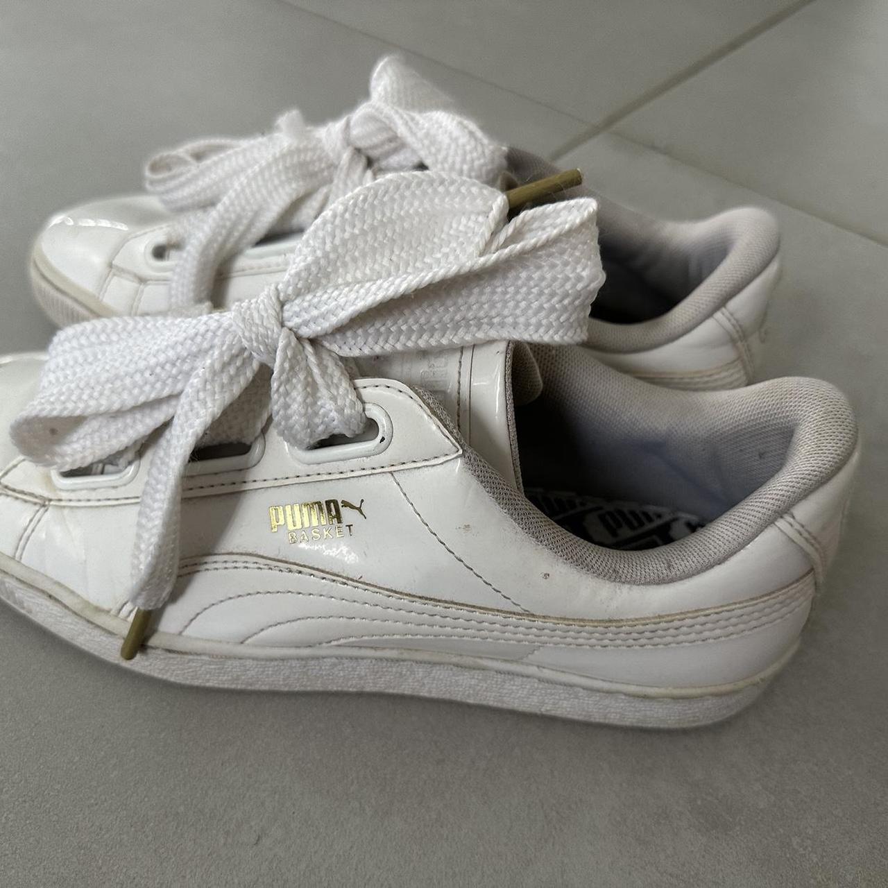 Womens White Puma Shoes With Material Bow Size Depop 3077