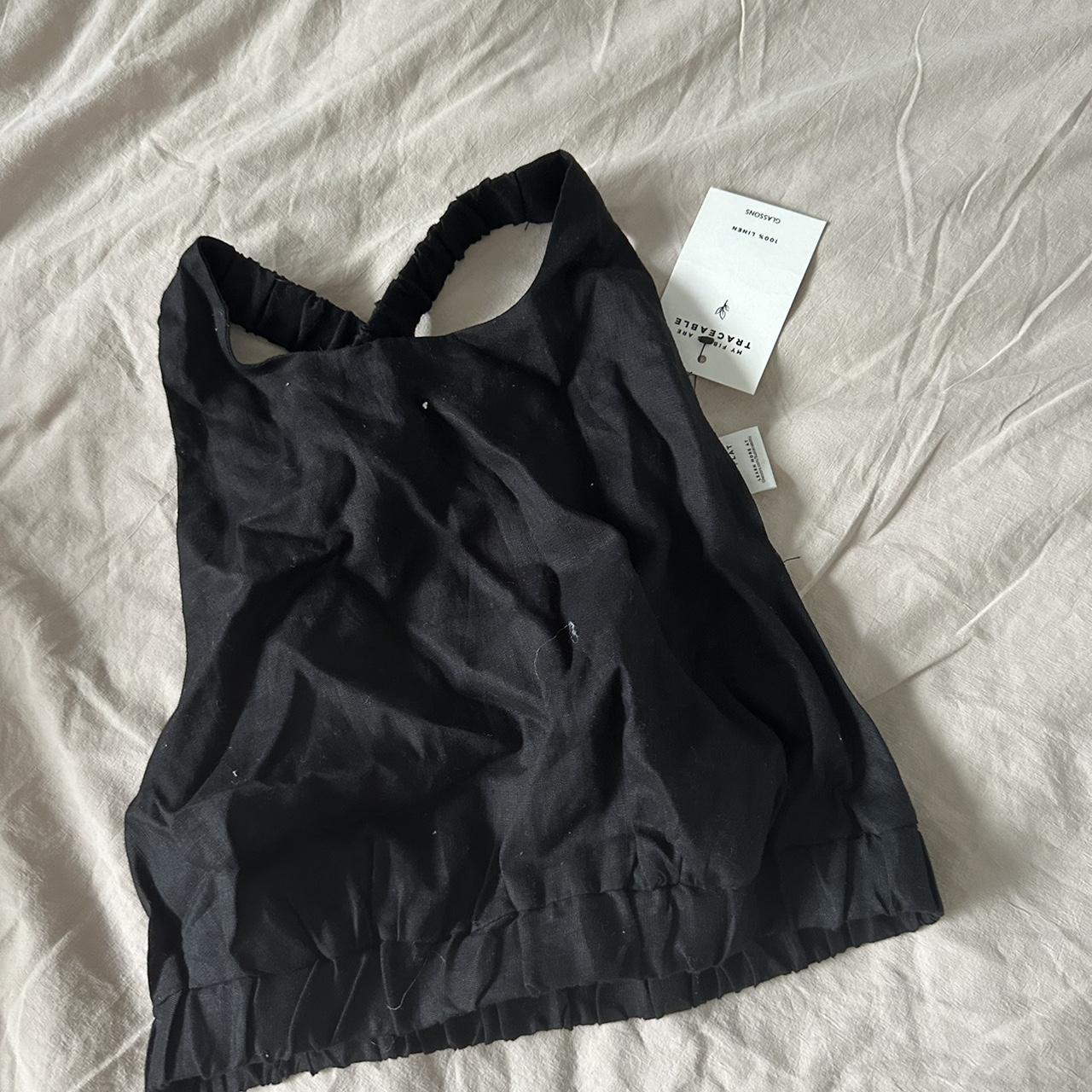 Glassons black linen top Size 12 Paid 30 Brand... Depop