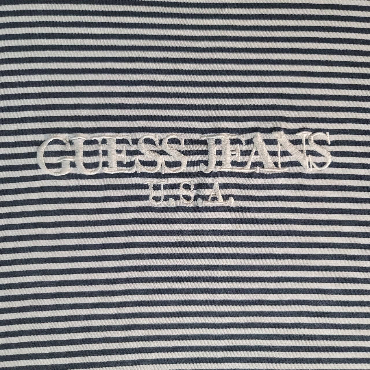 Guess jeans black top and white striped shirt