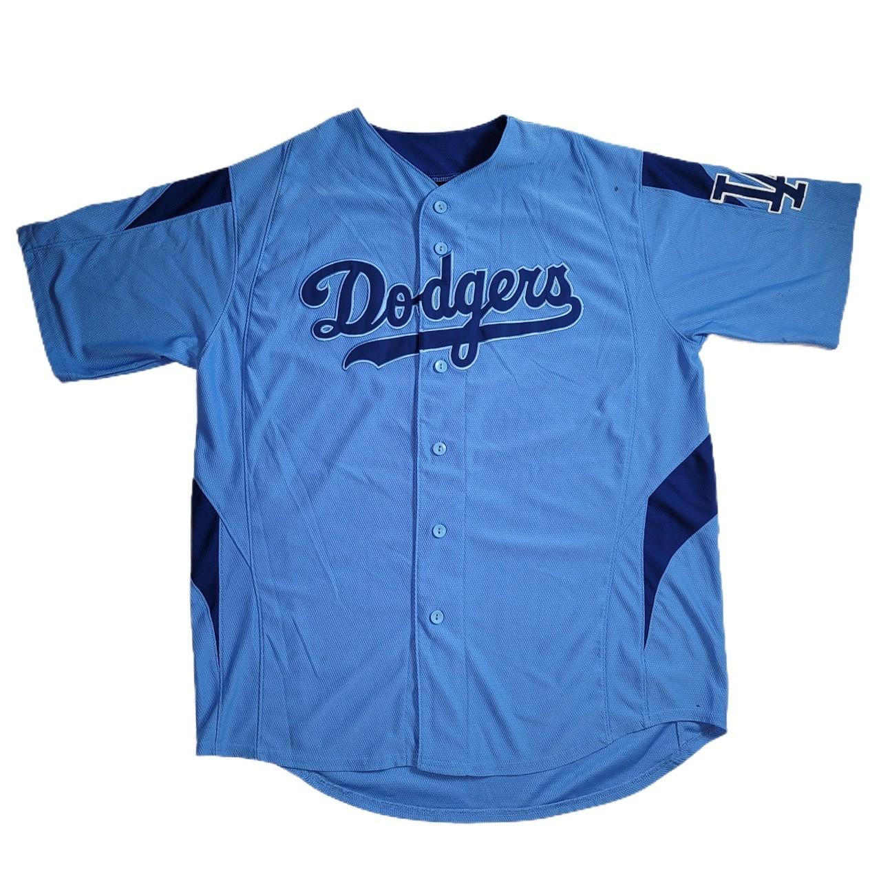 Majestic Men Jersey Los Angeles Dodgers Blue Royal Cooperstown Sewn On  Patch
