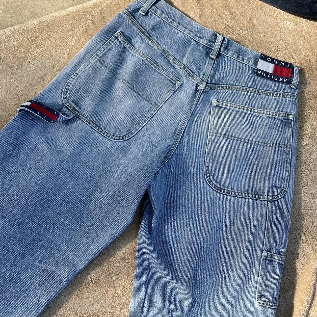 Tommy Hilfiger Men's Blue and White Jeans | Depop