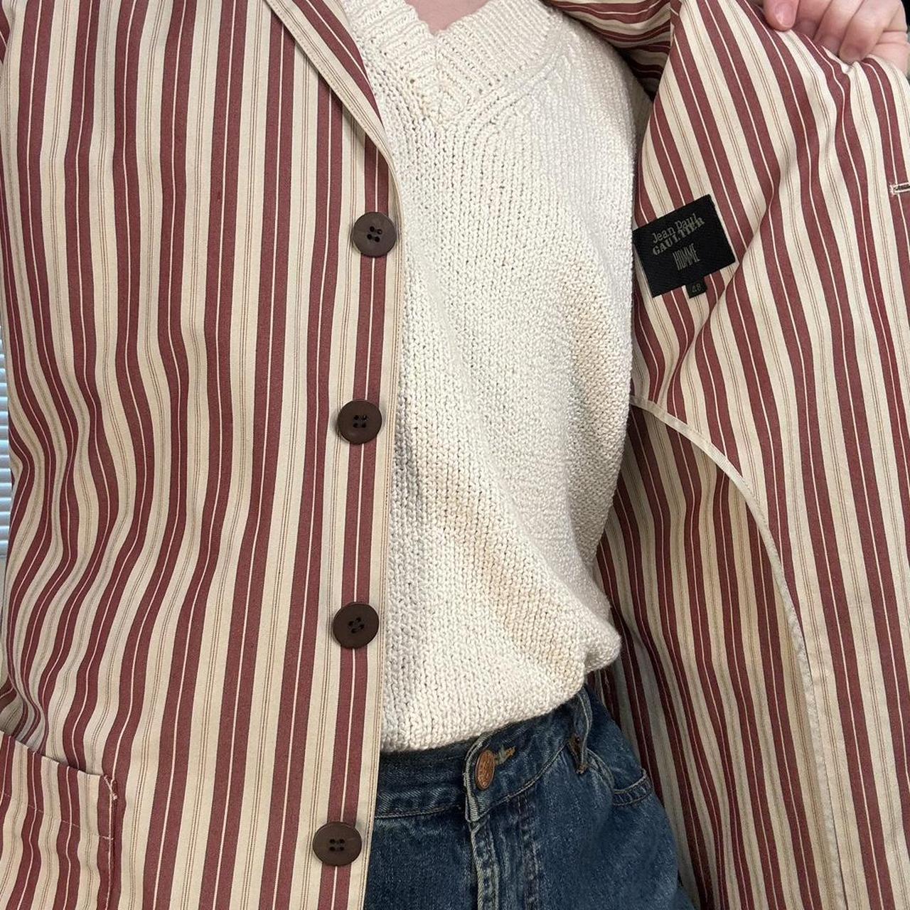 Vintage Jean Paul Gaultier Striped Blazer - Red + | Depop
