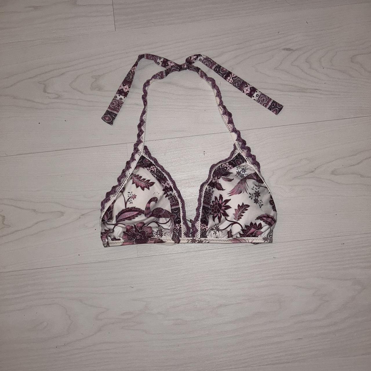 purple string bikini top 💜 paisley pattern... - Depop