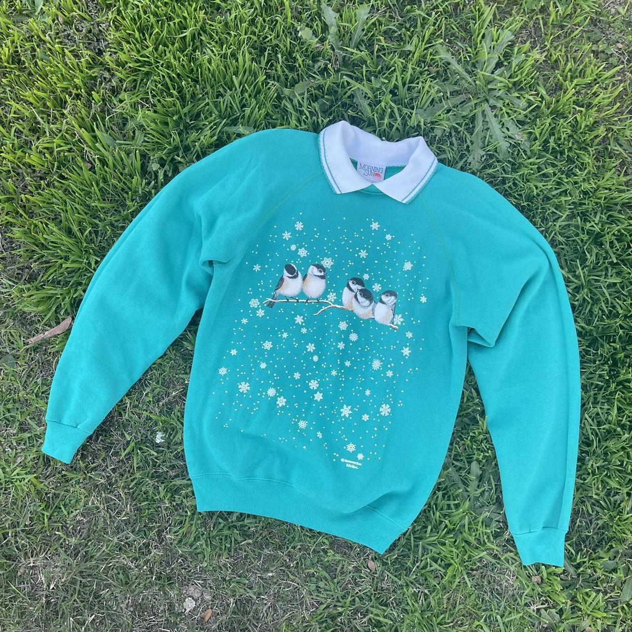 90s Winter Bird Sweater by Morning Sun Vintage - Depop