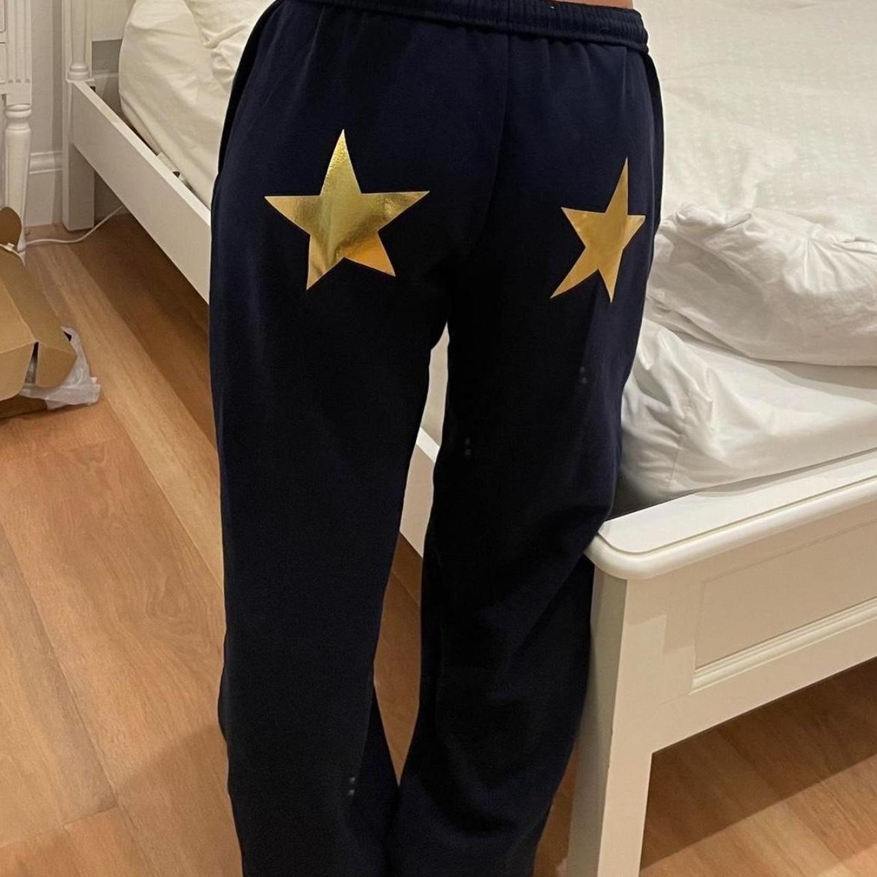 Navy joggers with gold stars in size large 🌟 for... - Depop