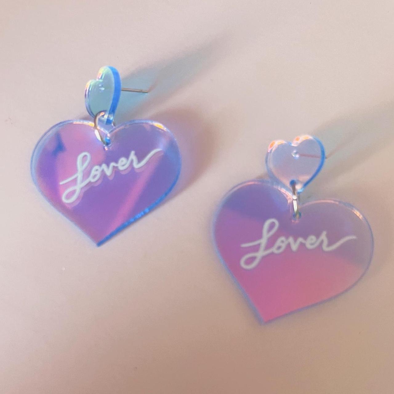 Taylor Swift Lover Heart Eras Tour Earrings Clear... - Depop