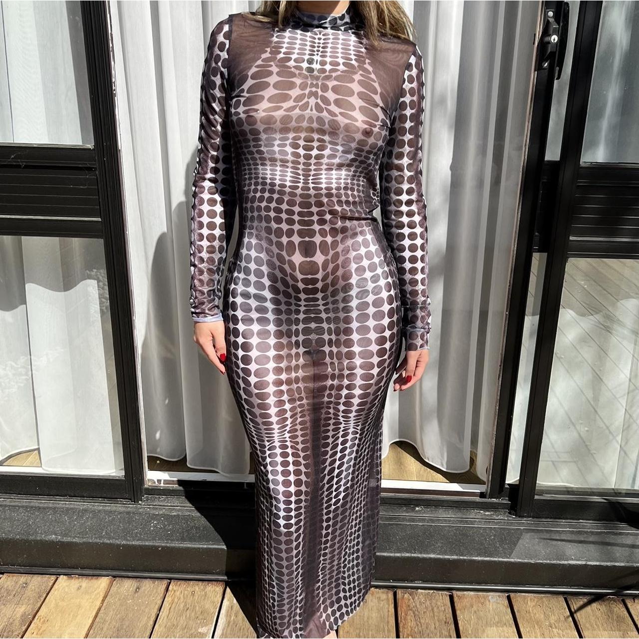 Jean-Paul Gaultier Women's Grey and Black Dress | Depop