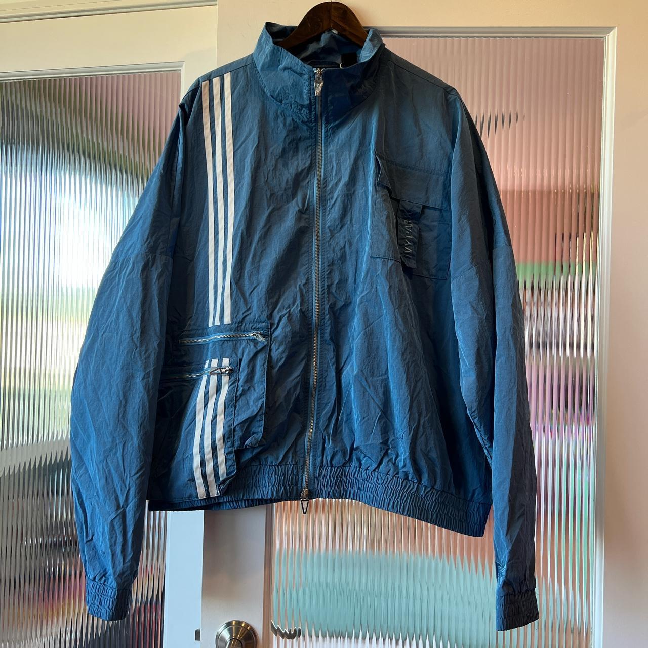 Ivy Park x Adidas Blue Nylon Jacket Size XL... - Depop