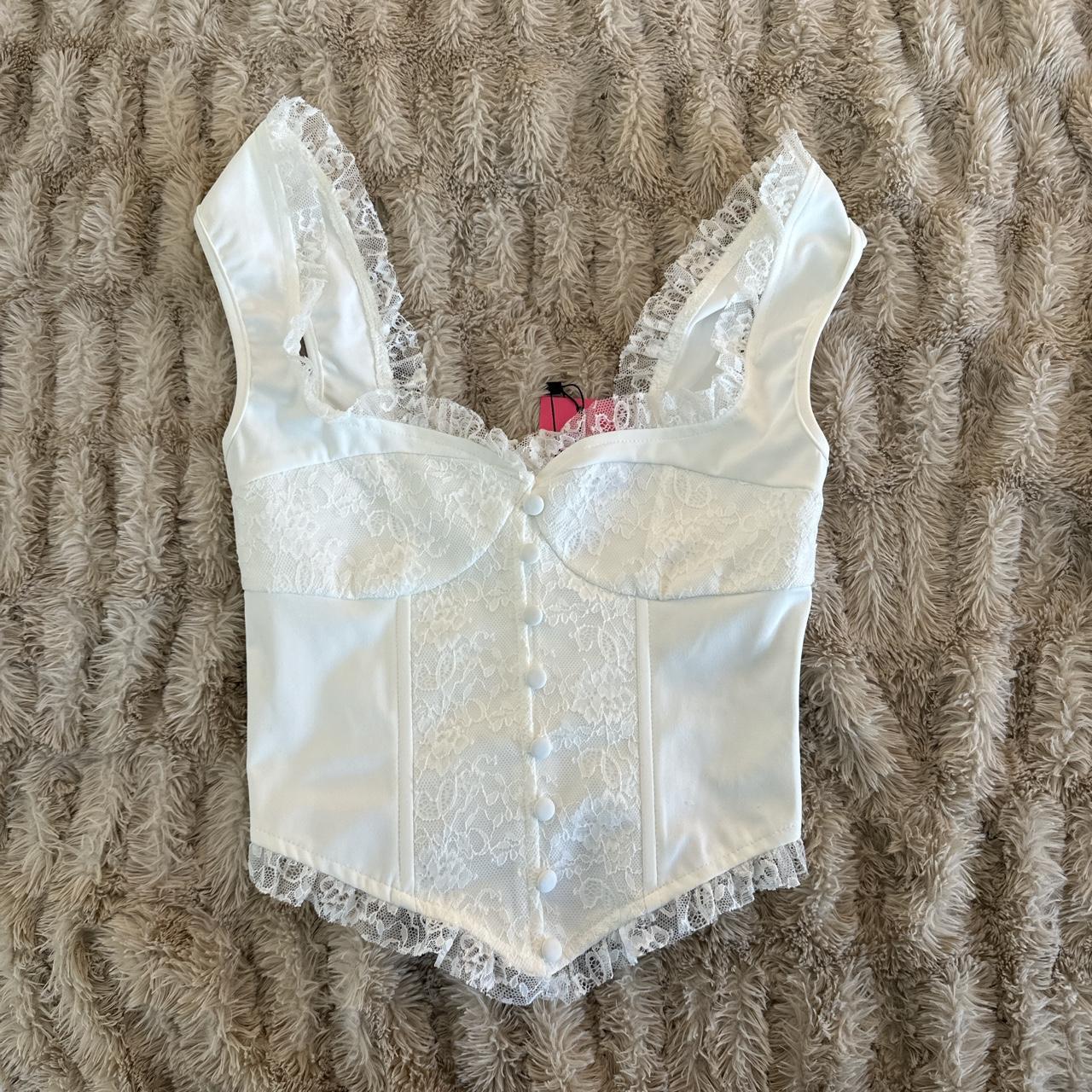Edikted button white corset Size XS tags attached - Depop