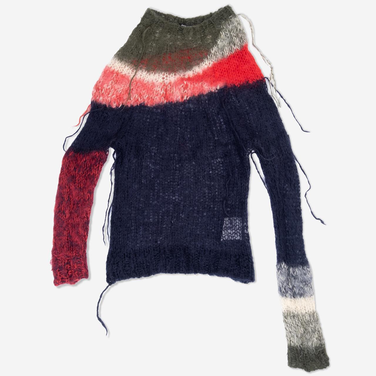 トップス 2006aw JUNYA WATANABE DESTROYED KNIT aw2006 Junya Watanabe Destroyed Red Mohair Knit - Size S
