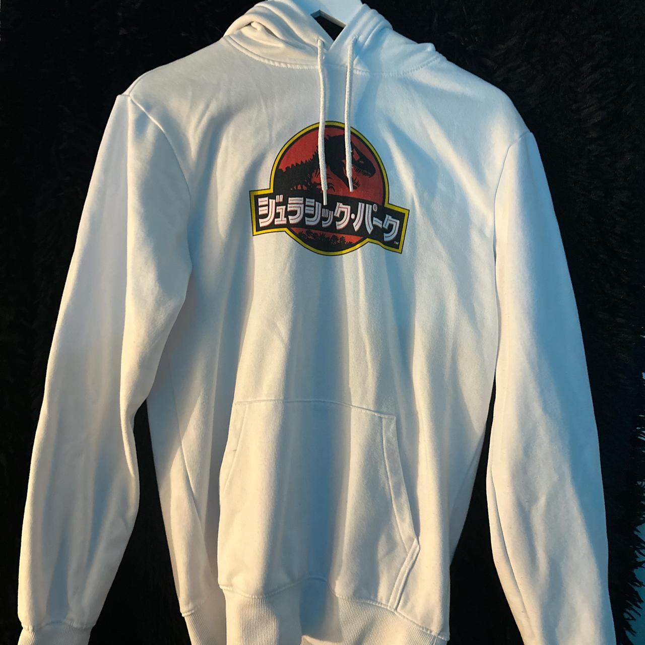 H M Jurassic Park white hoodie No longer worn Depop