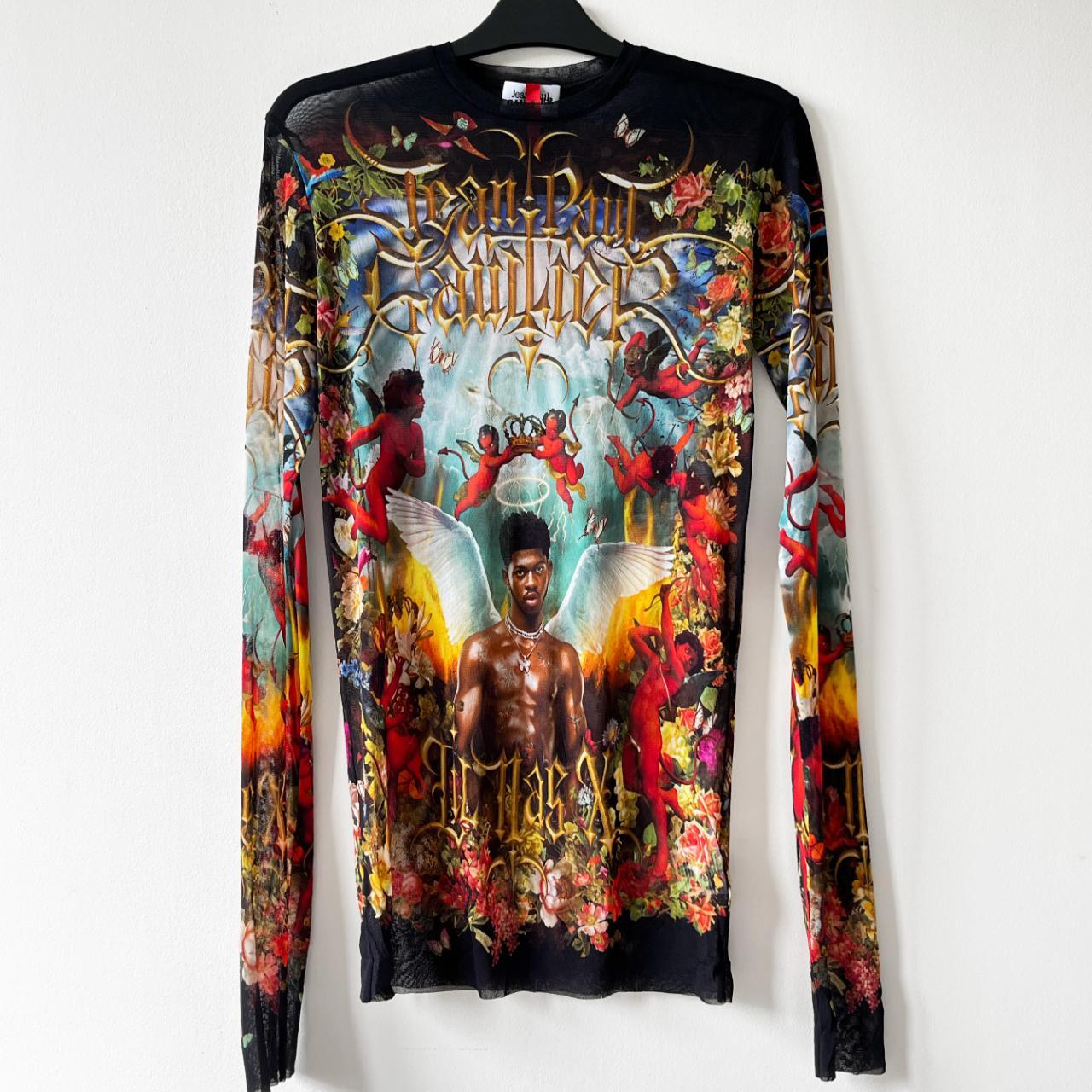 Jean Paul Gaultier x Lil Nas X printed mesh top.... - Depop