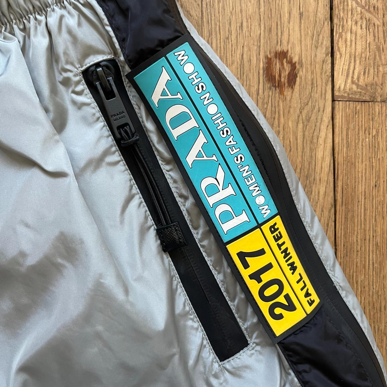 Prada SS17 grey nylon track pants. With a glossy | Depop