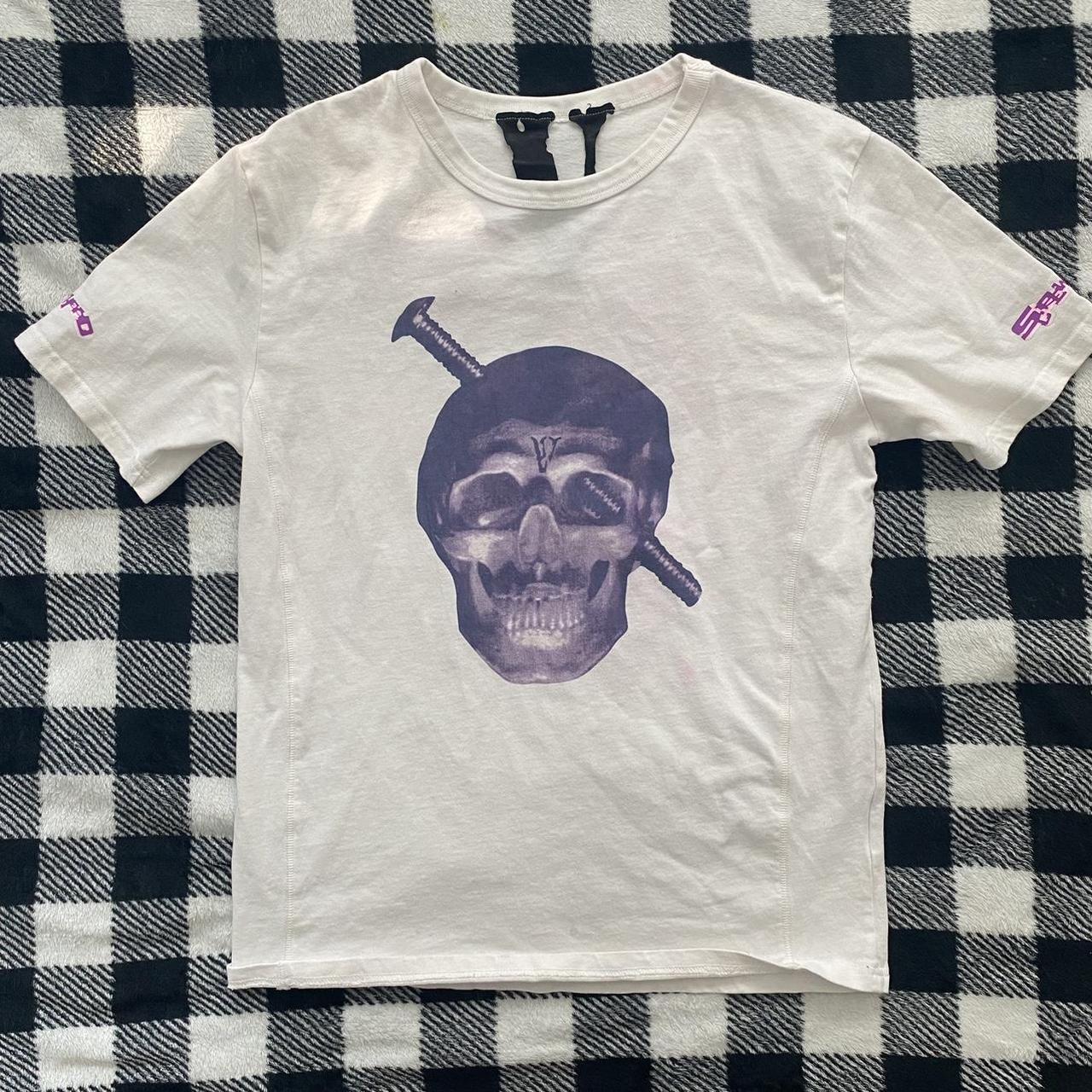 Vlone white and purple skull shirt | Depop