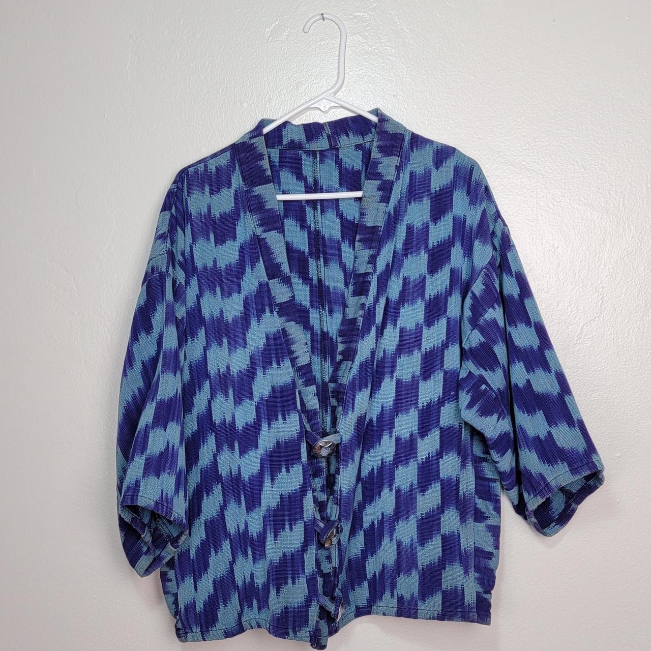 Vintage blue woven Haori. Japanese men’s wear. With... - Depop