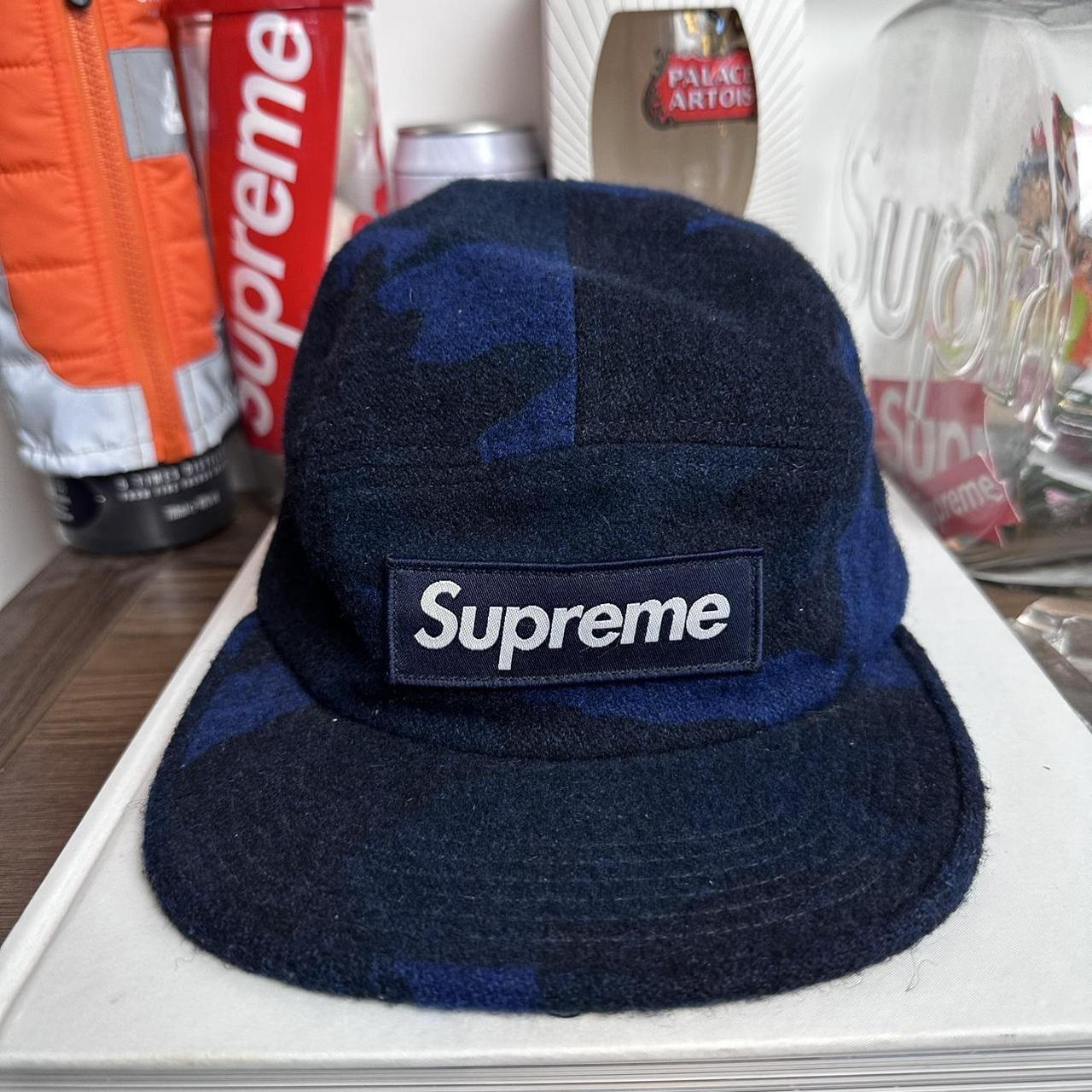 Supreme Camo Wool Camp Cap Navy colourway Released... - Depop