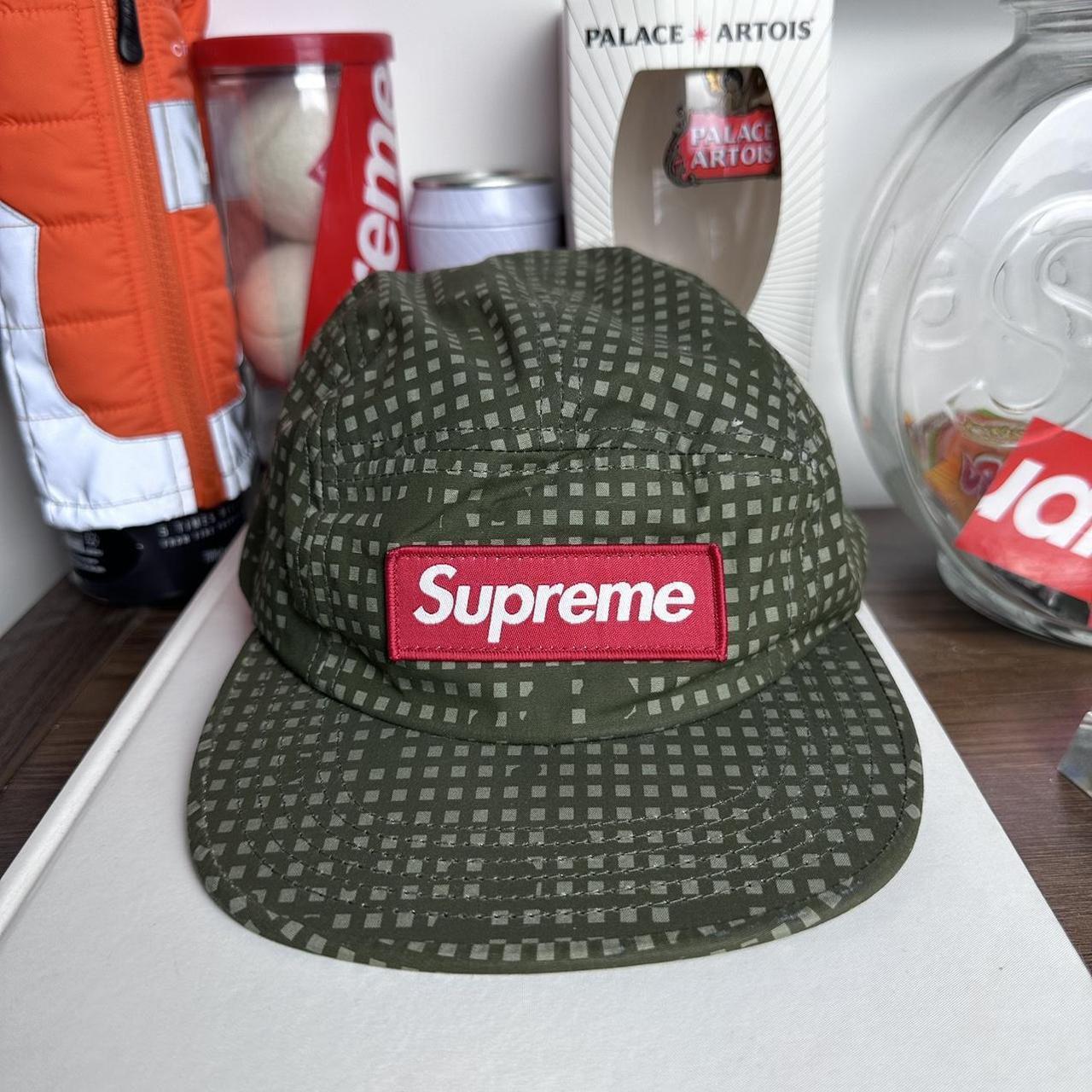 Supreme Box Logo Grid Camo Camp Cap Green... - Depop