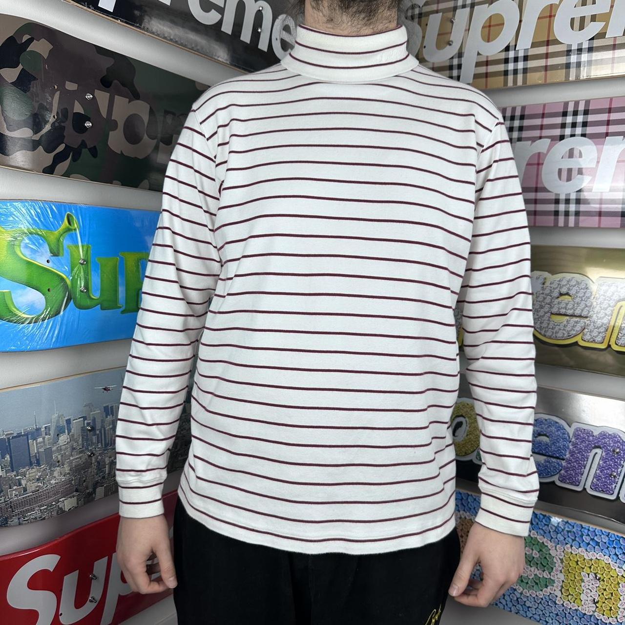 Supreme Striped L S Turtleneck Size Medium Cream