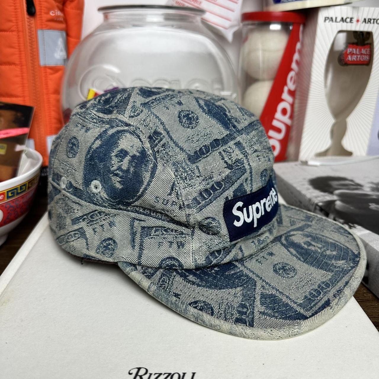 Supreme 100 Dollar Bill Camp Cap Blue | Depop