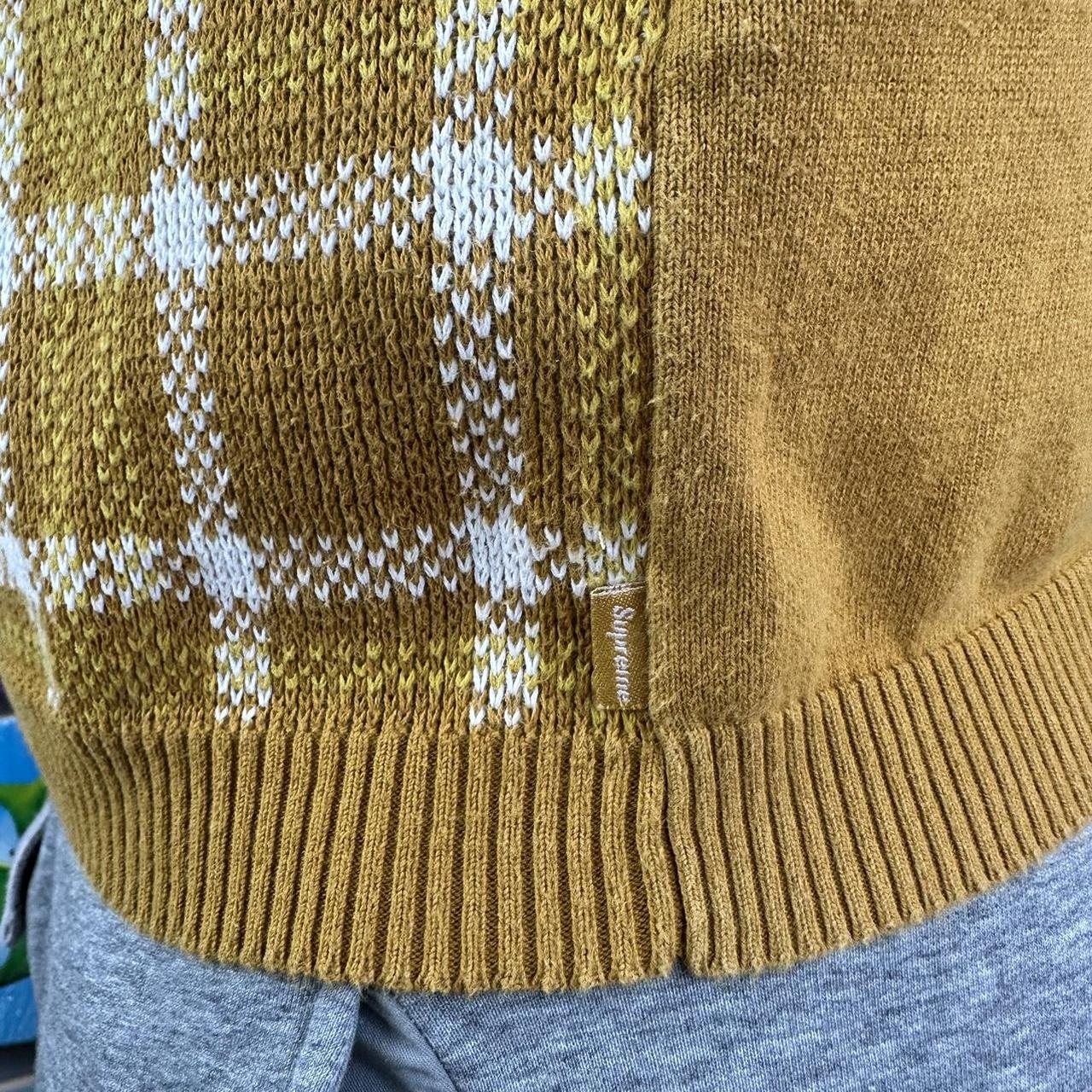 Supreme Plaid Knit Polo Size Large Gold colourway | Depop
