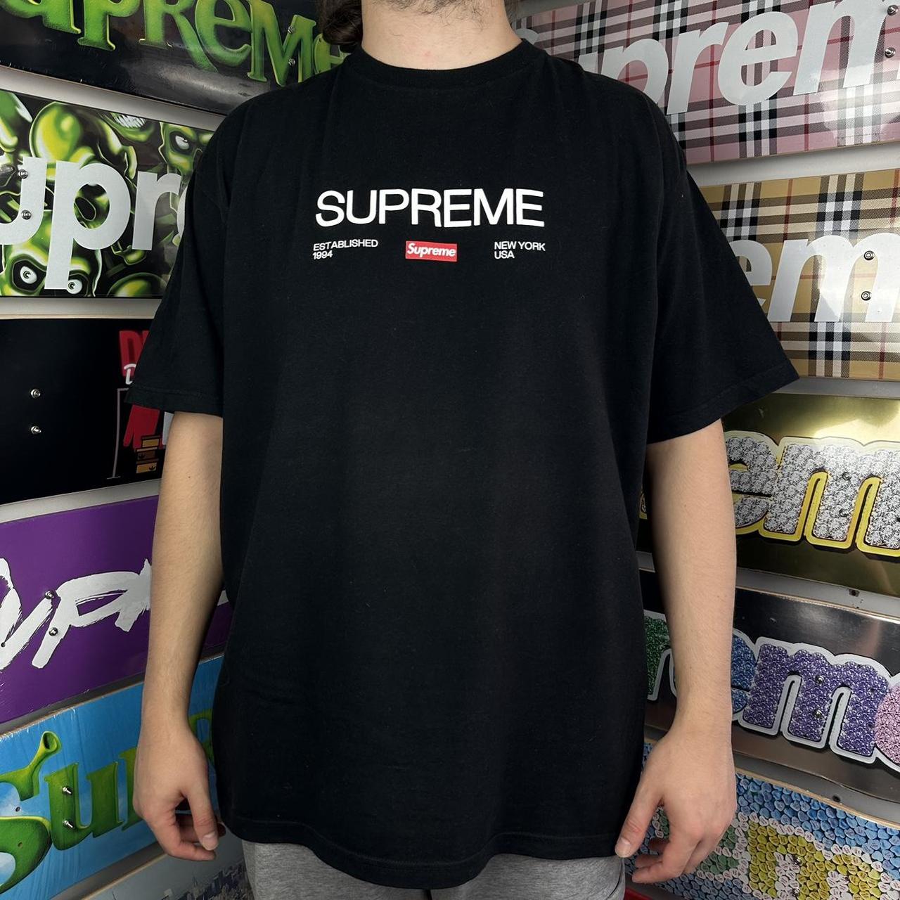 Black and white supreme shirt best sale