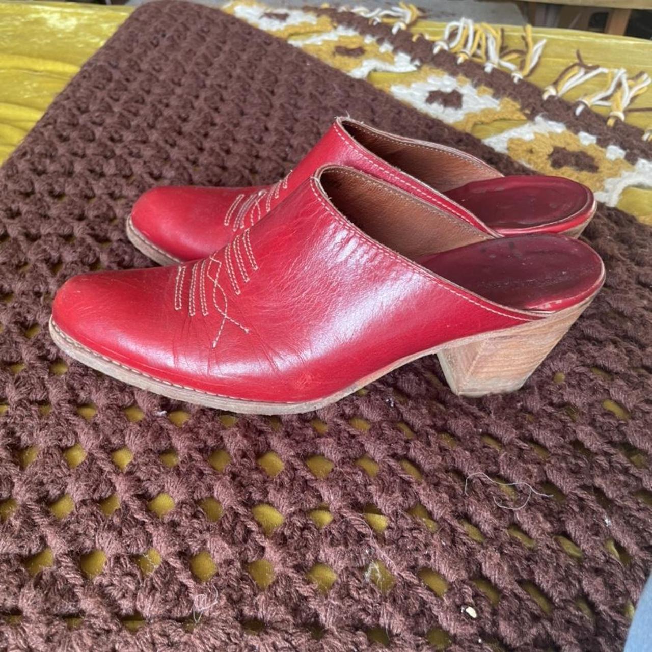 Vintage 80s western red mules Size 8 Lighthouse... - Depop