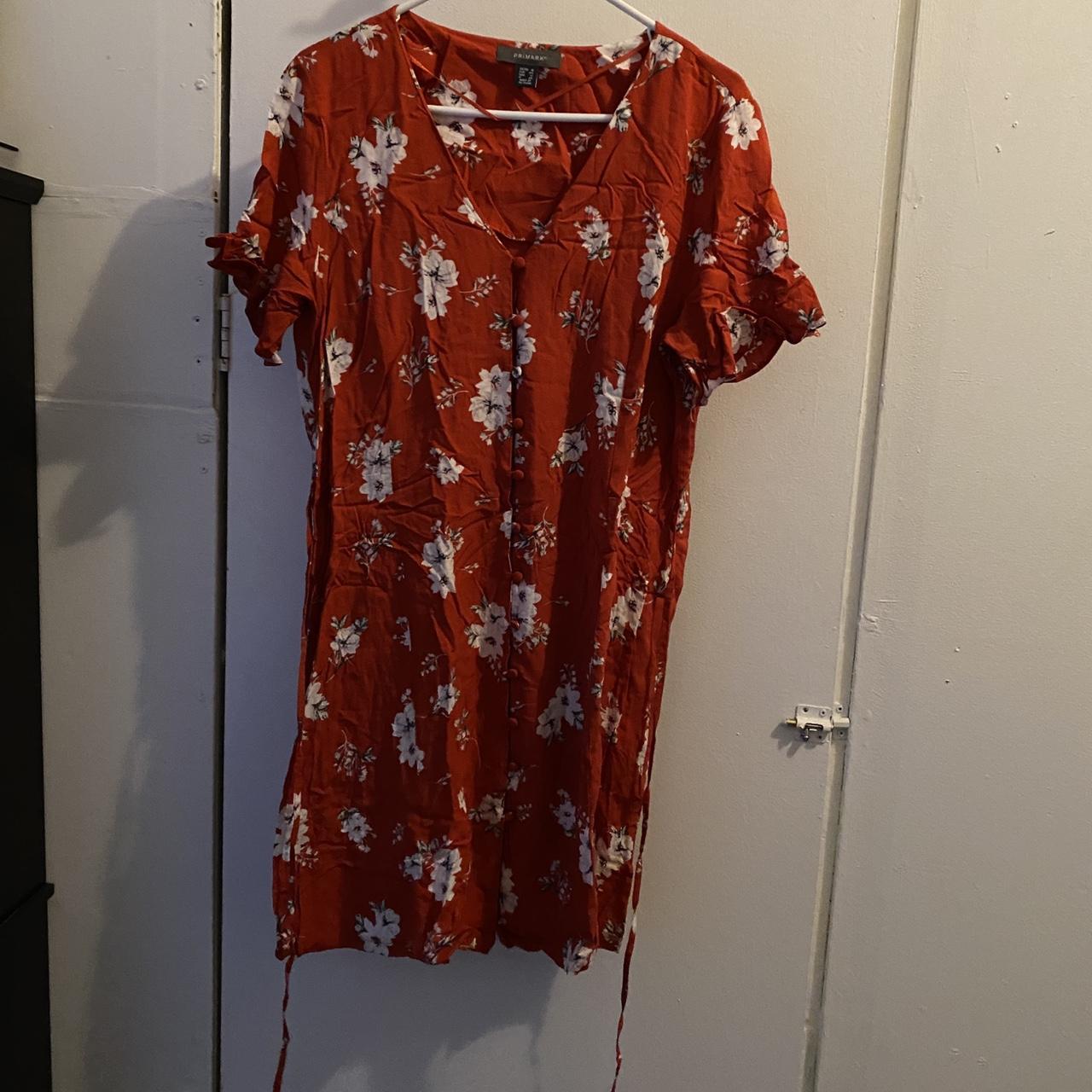 Red floral dress from Primark. Has 2 strings to tie... - Depop