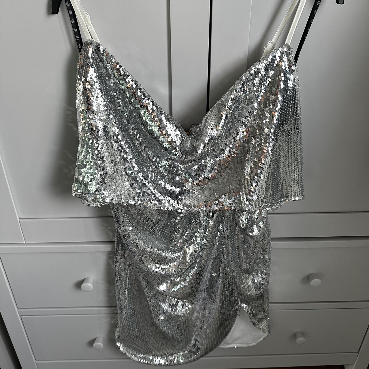 Missguided silver dress best sale