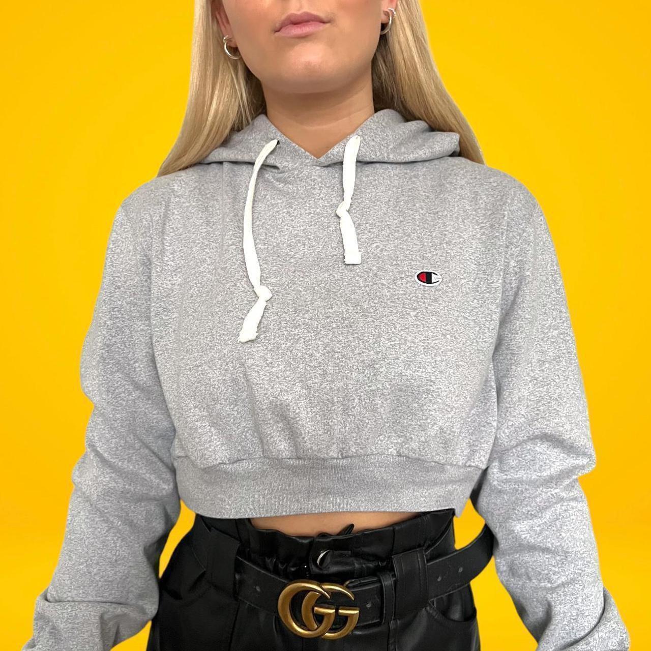 Grey champion cropped hoodie best sale