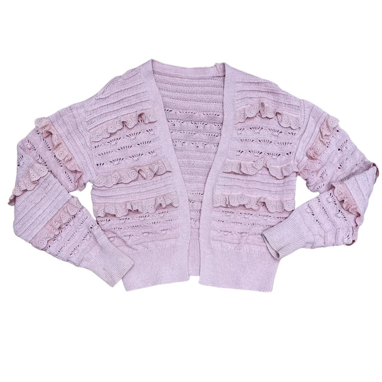 Adorable baby pink ruffle cardigan!! Very ballet... Depop