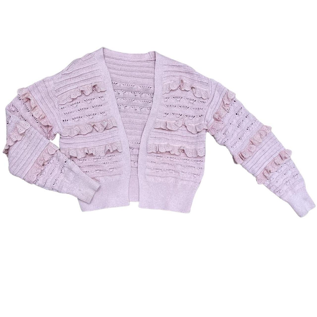 Adorable baby pink ruffle cardigan!! Very ballet... Depop