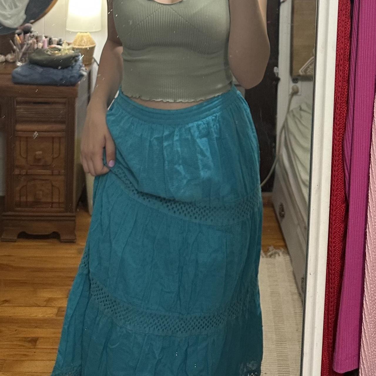 midi aqua blue skirt. barely worn Depop