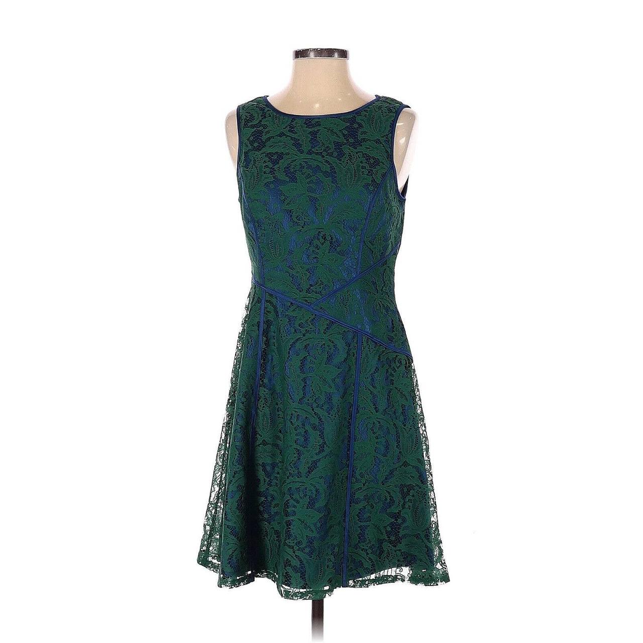 Adrianna Papell Lace Occasion Dress Green and Blue Depop