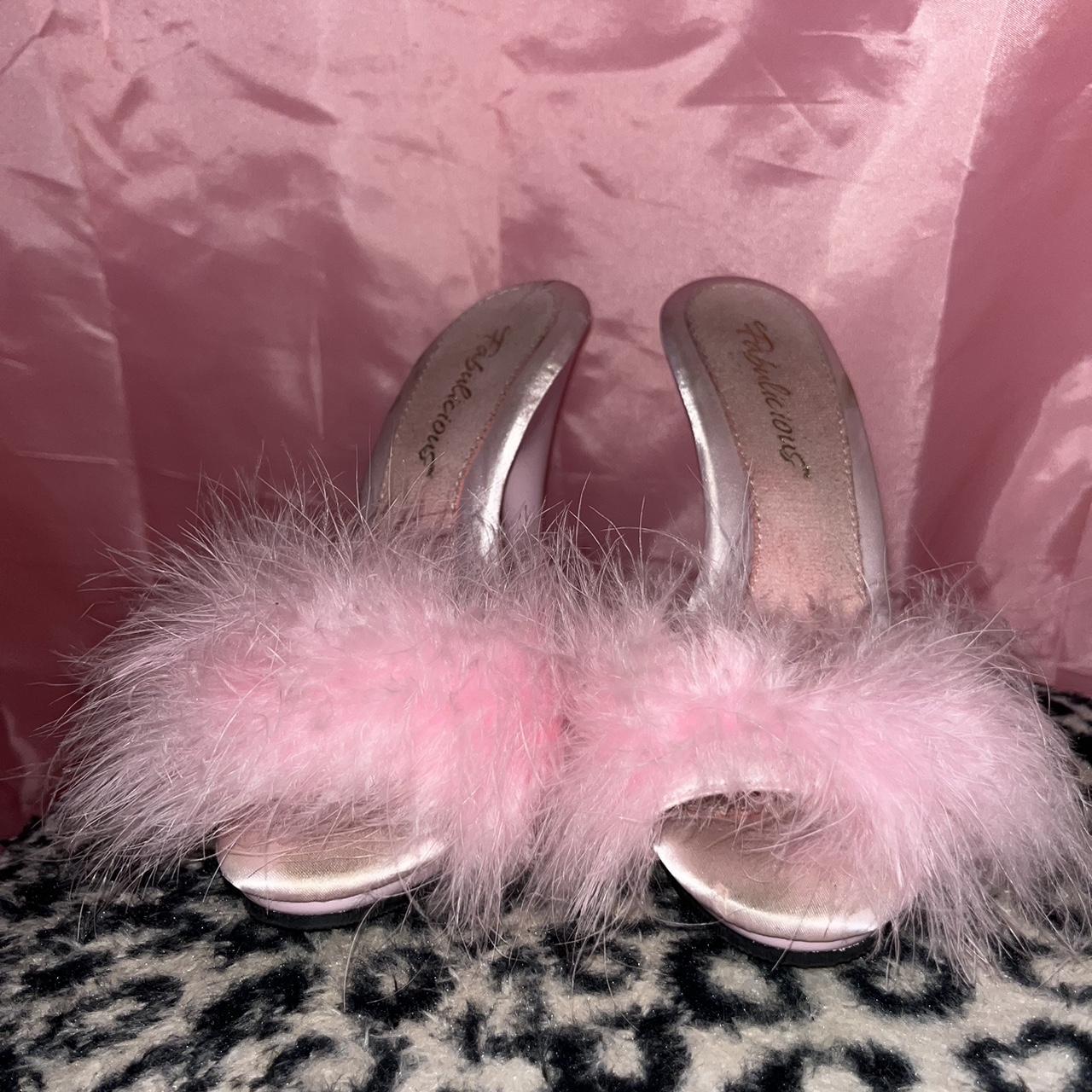 Light Pink Fluffy Heels Valentines Day Heels... - Depop