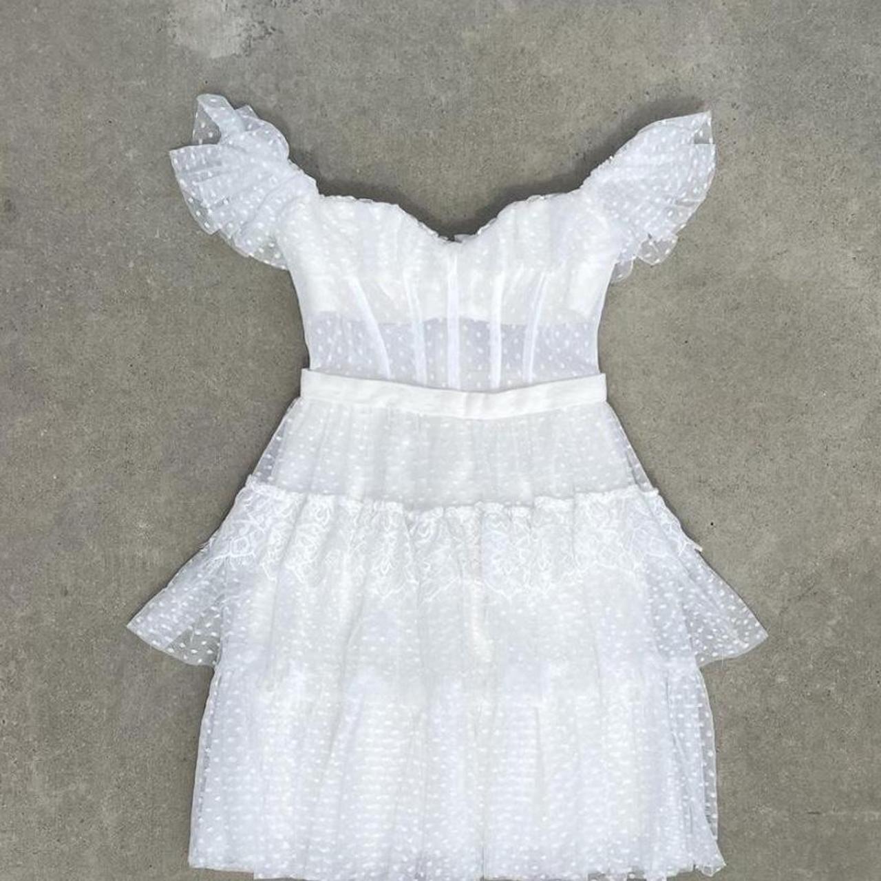 ✨ ONLY WORN ONCE BCBG Chase mini dress✨ white toule | Depop