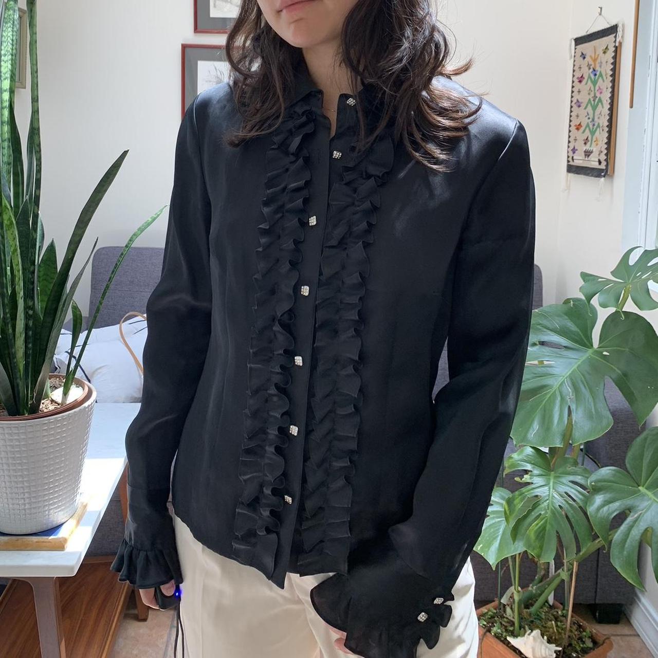 Stunning black silk blouse Brand is Talbots Depop