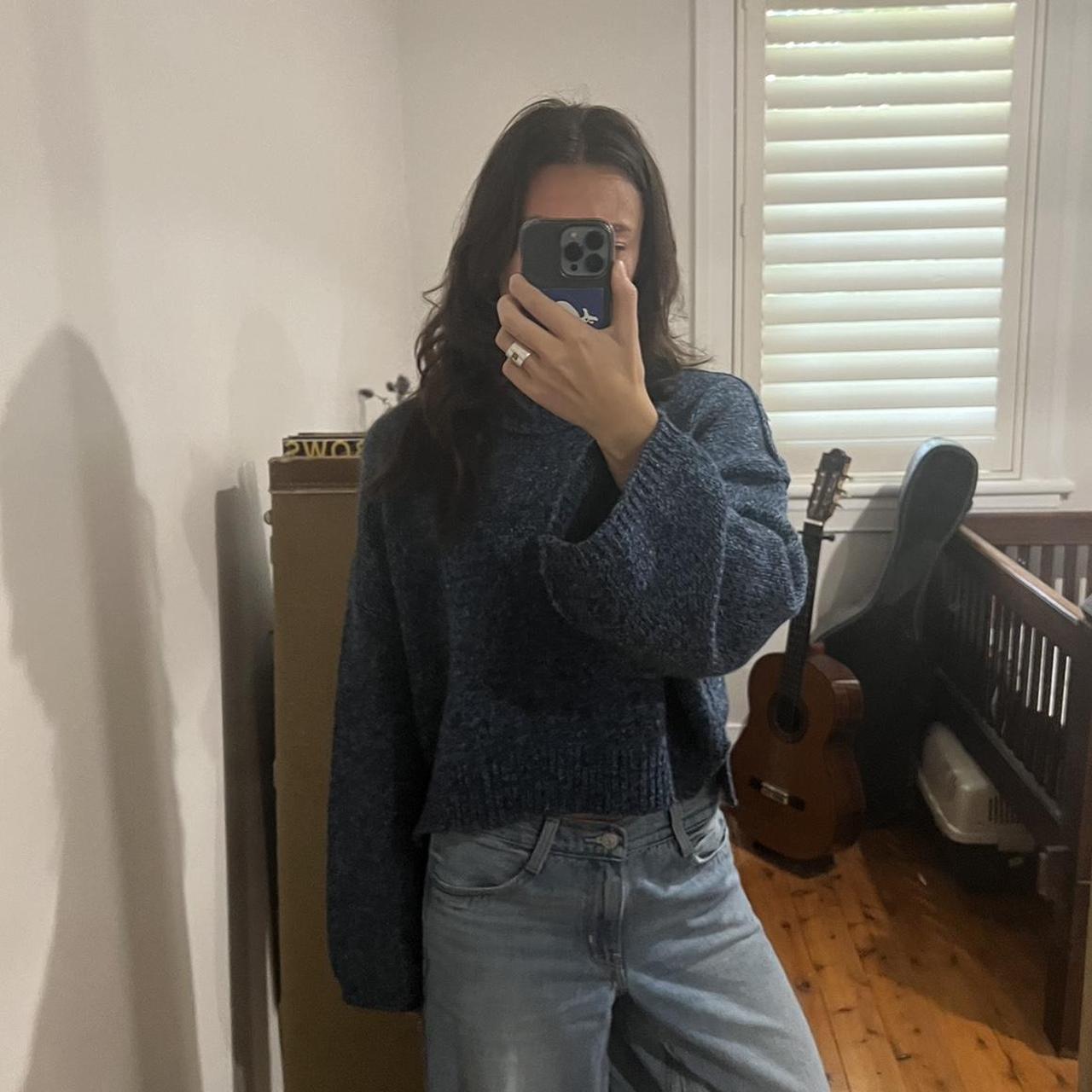Blue Ghanda knit jumper Size XS but is oversized... Depop