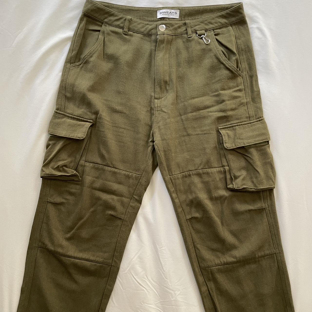lowrise flare army green cargo pants Length 27/26 - Depop