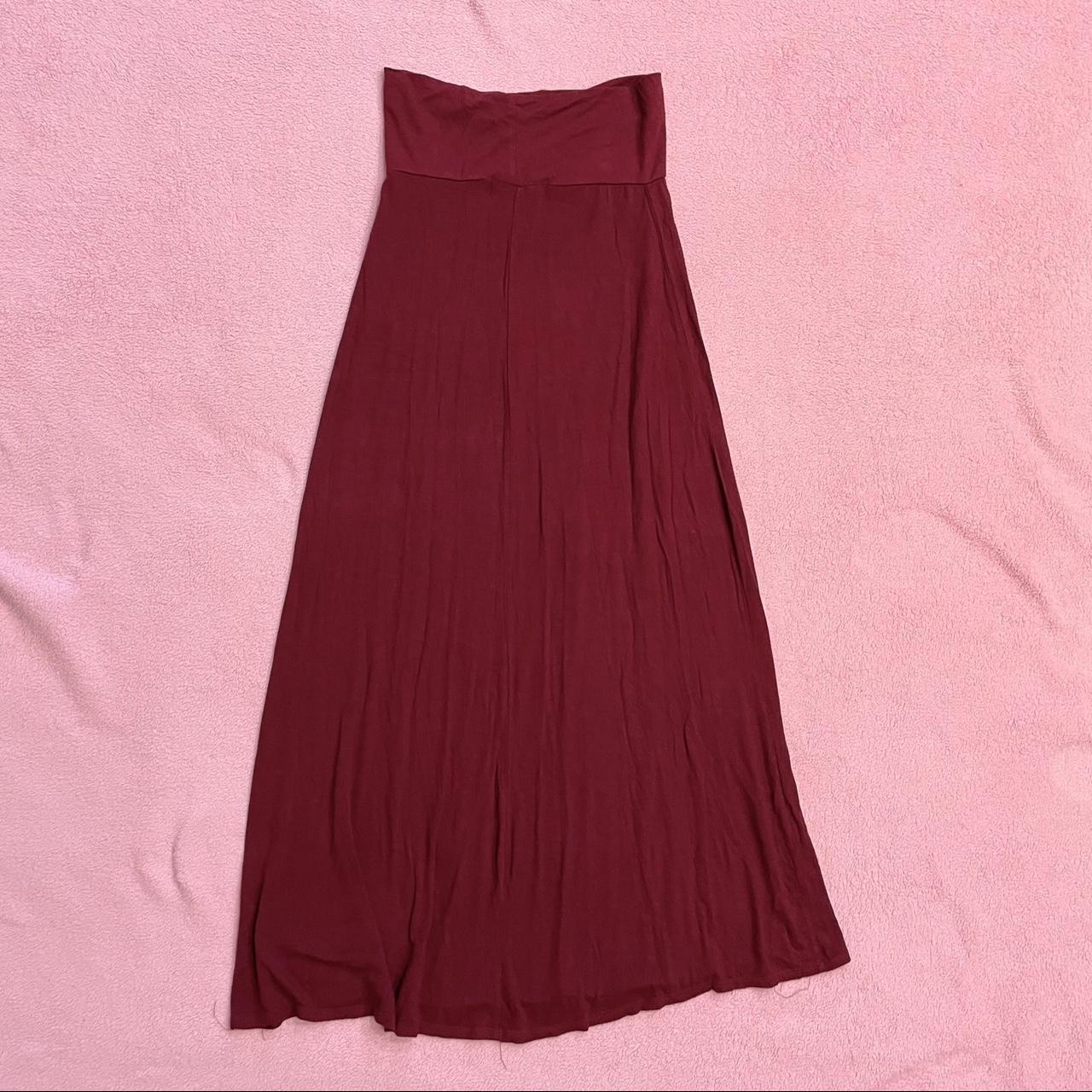 burgundy long maxi skirt super comfy and stretchy... Depop
