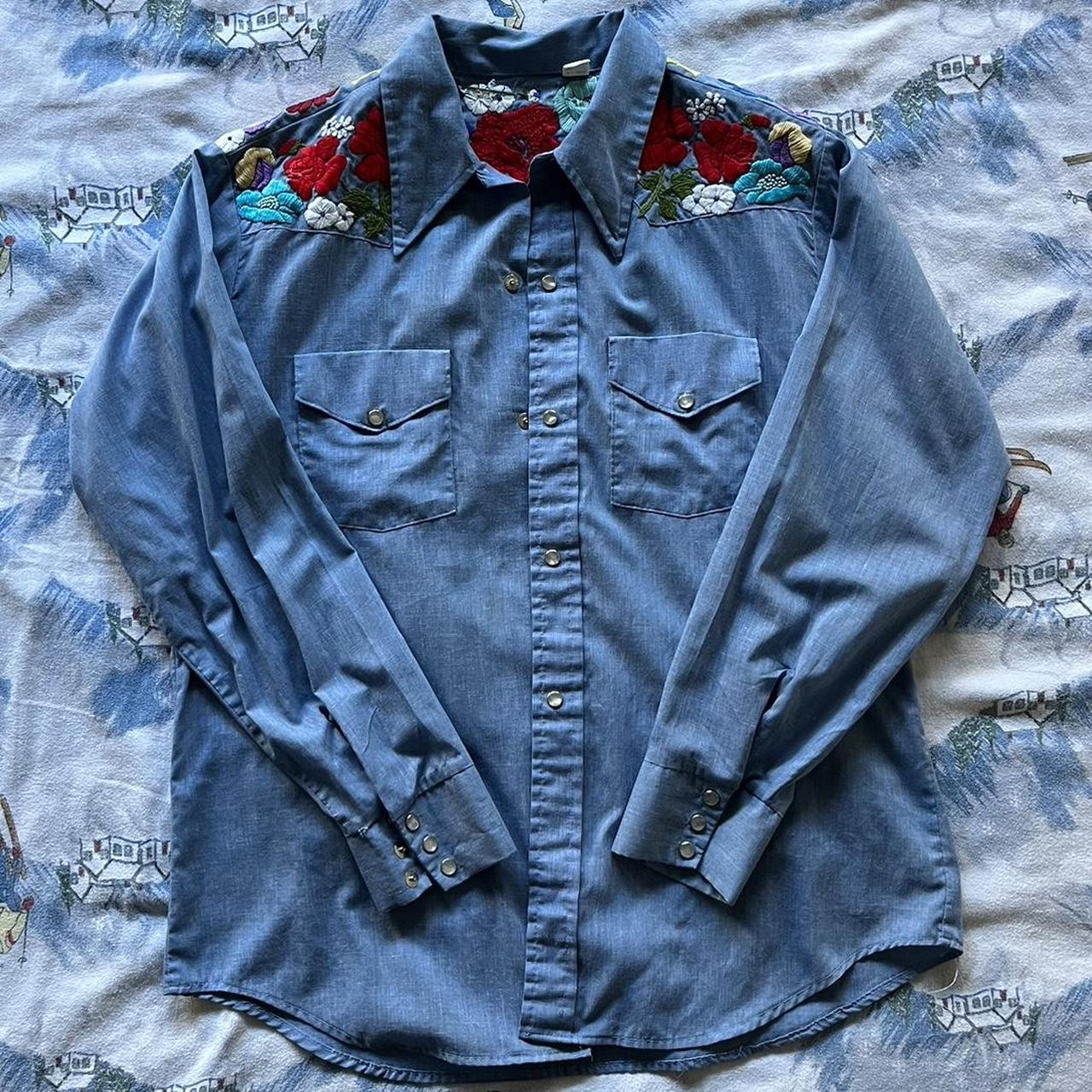 70s vintage embroidered western shirt. Great... - Depop