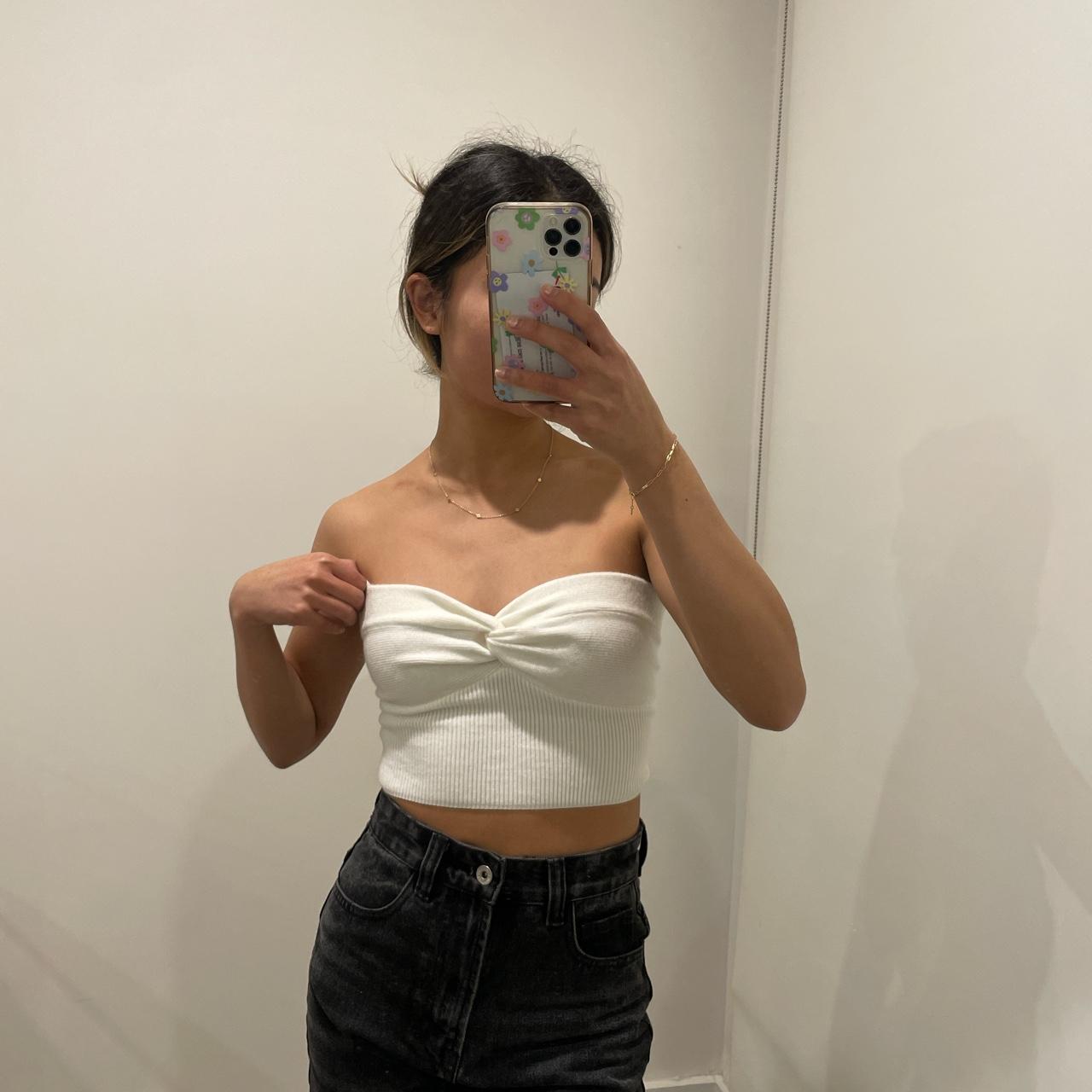 Beginning Boutique White Shoulderless Top Beginning Boutique One