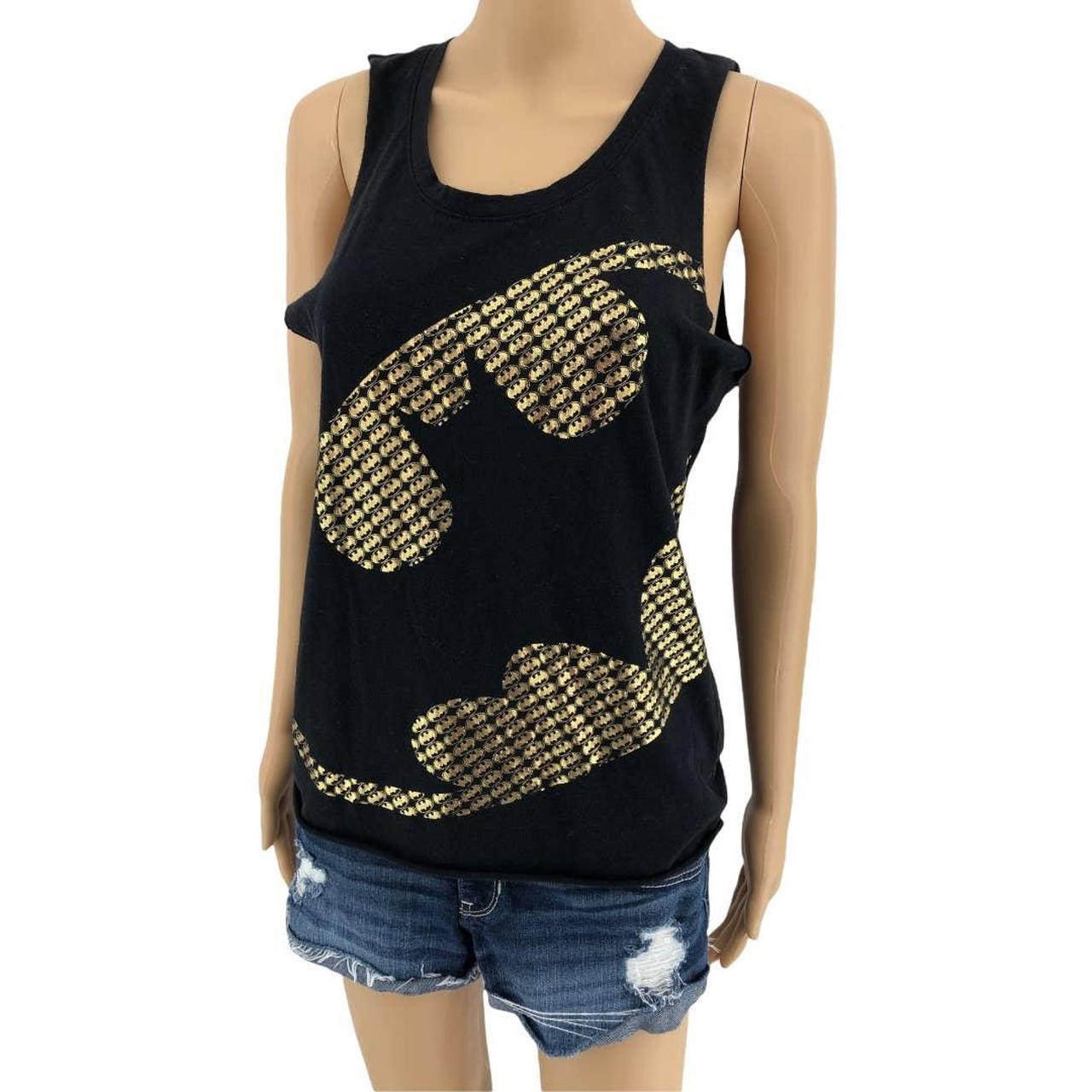 DC Comics Women's Black and Gold Vest Depop