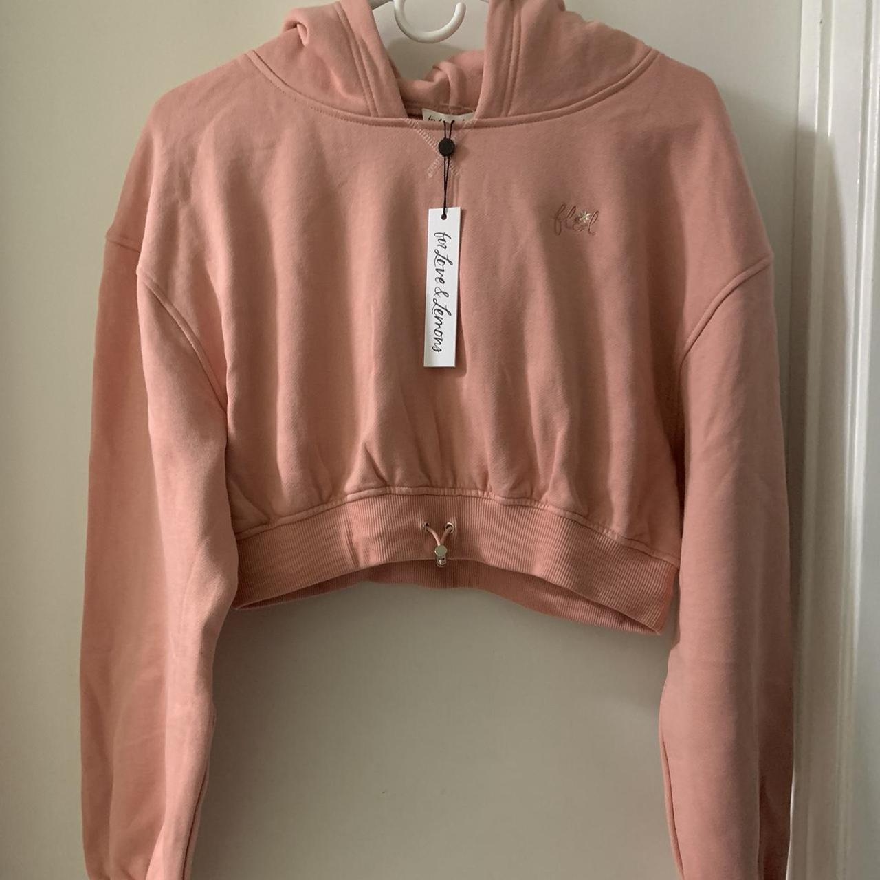 For Love & Lemons Women's Pink Hoodie Depop