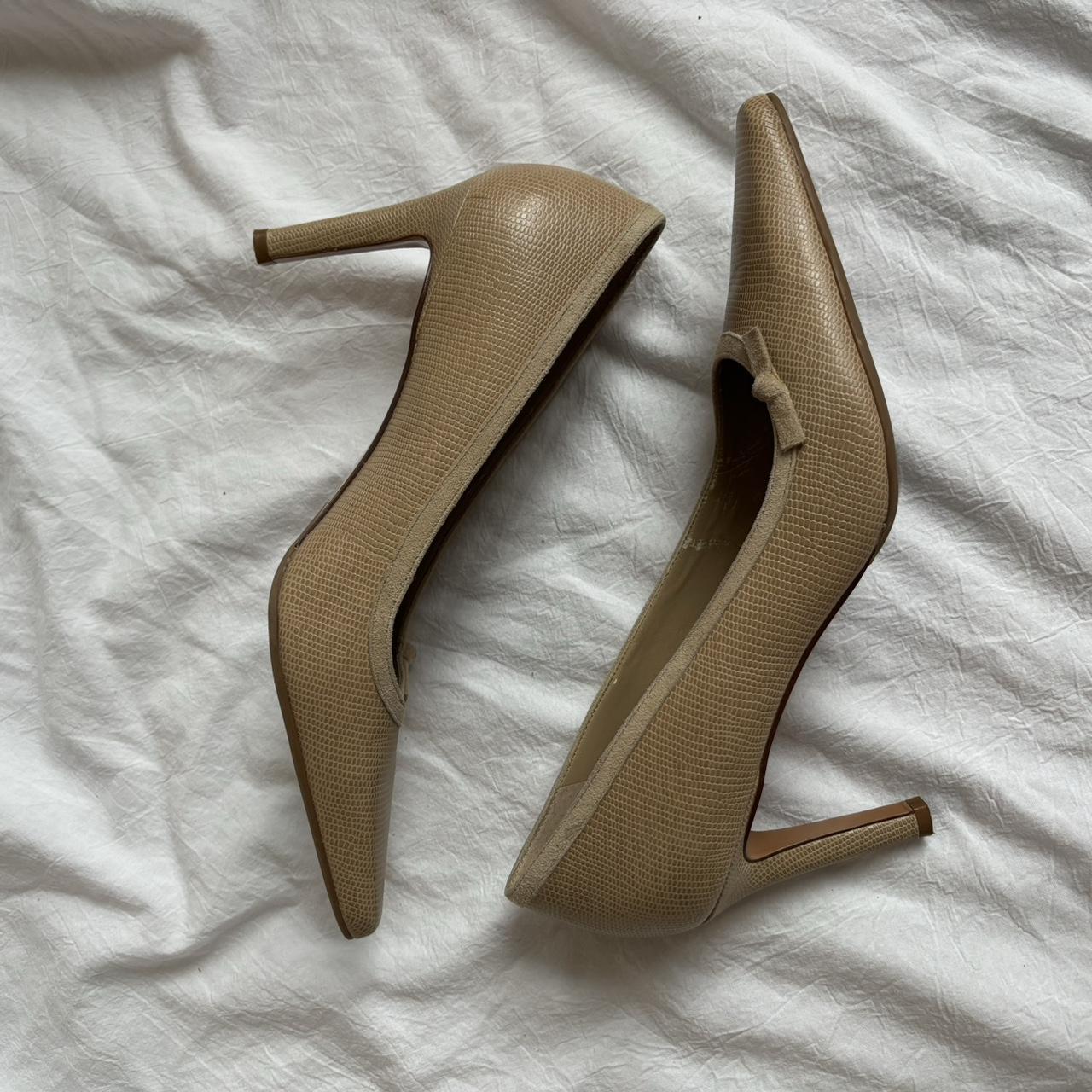 vintage ralph lauren pointed toe heels beige snake... - Depop