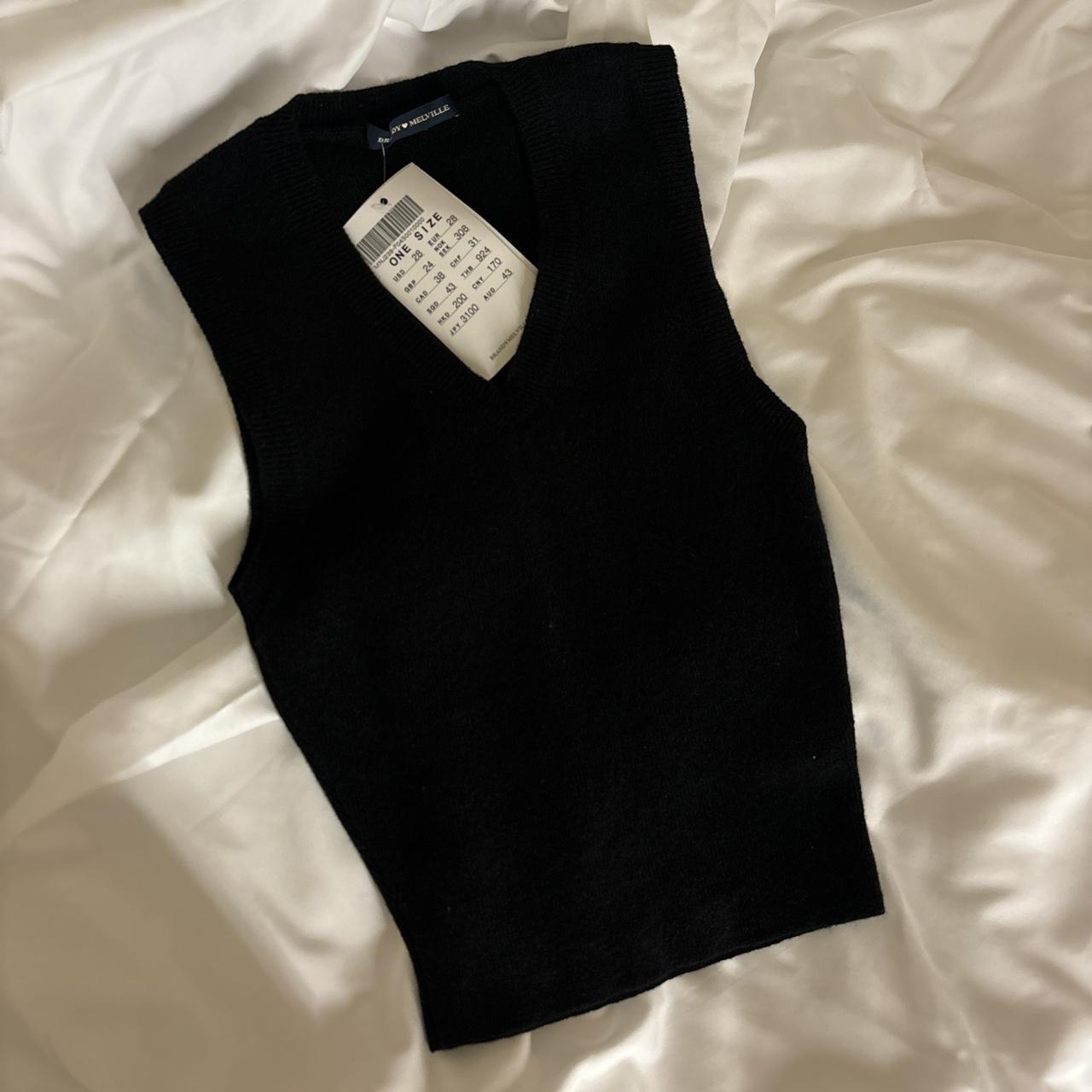 NWT brandy melville black tank sweater vest one size Depop