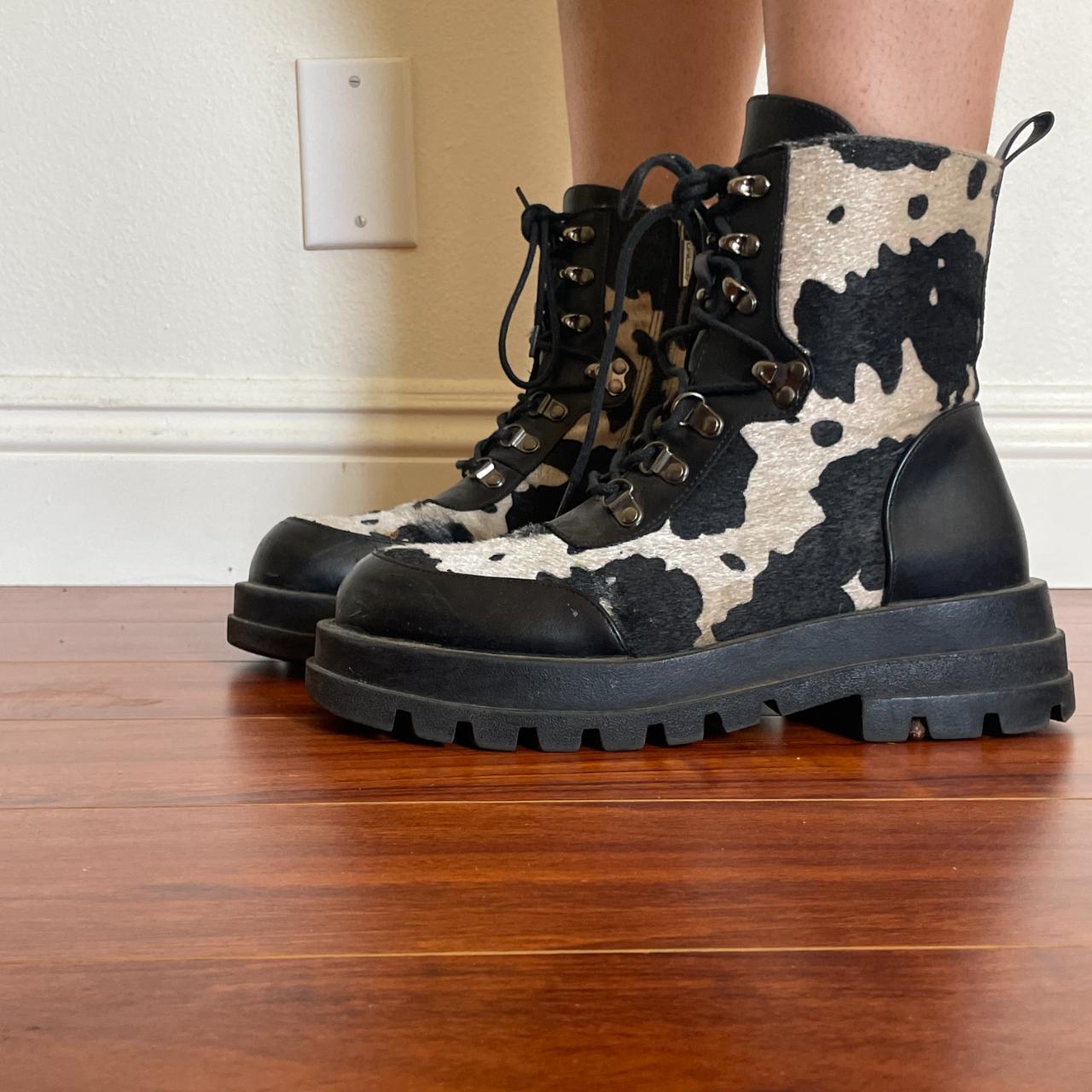 Cow print Boots, Doc Marten Style Soooo cute Depop