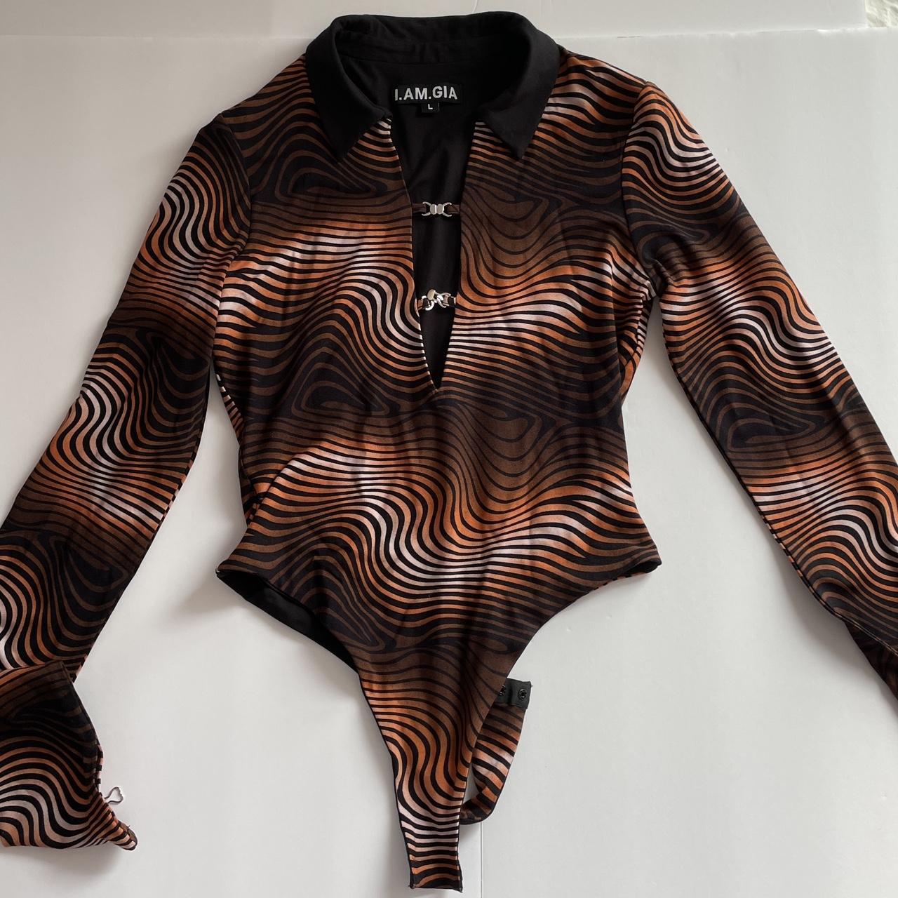 New Pit Print Stretch Long Sleeve Bodysuit New Pit Print Stretch Long Sleeve Bodysuit