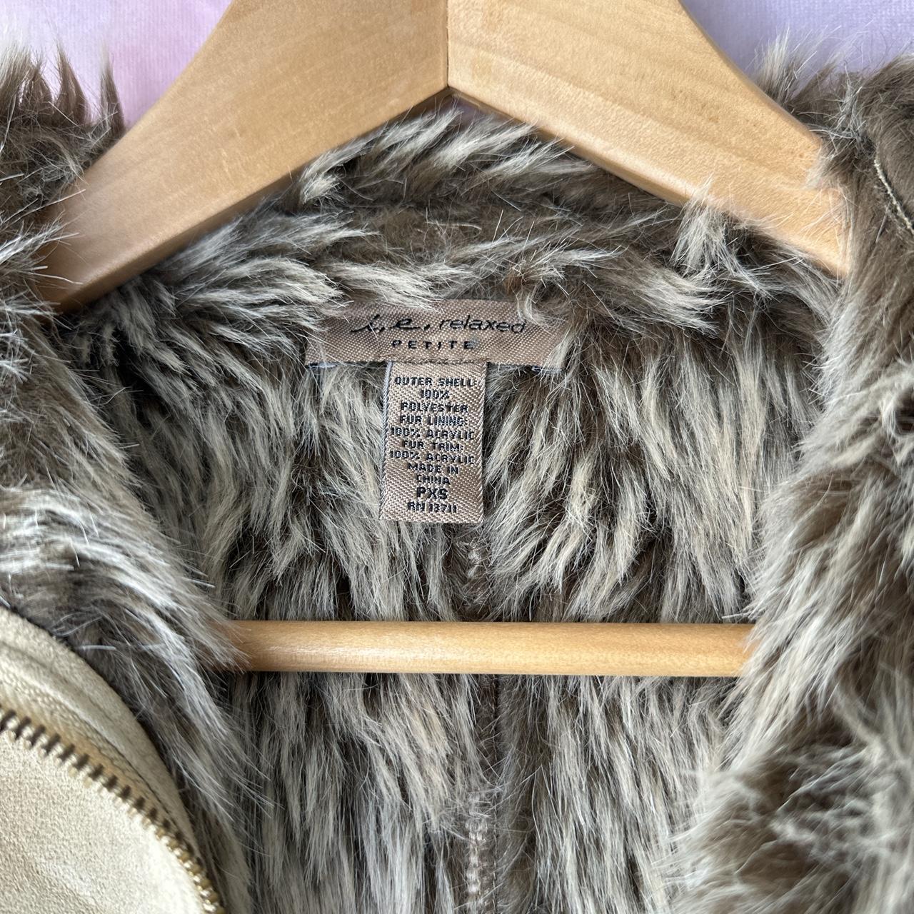 ie petite suede jacket with faux fur inside 2 front... Depop